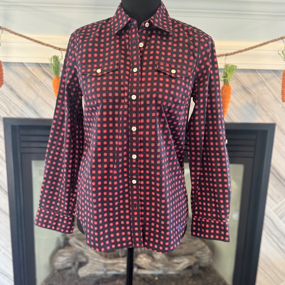 Talbots‎ Button-Down Shirt Long Sleeve Collared Patterned Casual Top 4 Petite